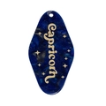 Blue marble acrylic Capricorn motel key tag with golden glitter and star pattern - Capricorn