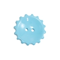 Ciondolo bottone in acrilico celeste con bordo a ingranaggi e design a due fori - Grande Taglia 2 Fori Bordo Seghettato / Blu