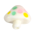 Acrylic mushroom bead with colorful polka dots for DIY jewelry and phone charms - Painted Mushroom - White