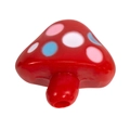 Colorful acrylic red mushroom bead with multi-color polka dots for DIY jewelry making - Painted Mushroom - Bright Red