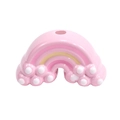 Pink ceramic rainbow DIY charm with white clouds and top hole for keychain decoration - Paint Pink