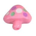 Pink acrylic mushroom bead with colorful dots and vertical hole for DIY jewelry making - Painted Mushroom - Pink