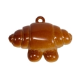 Glossy brown croissant keychain pendant with a polished finish and hanging loop - Dark Coffee Croissant with Feet