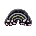 Acrylic rainbow charm in glossy black with yellow stripes and pink dot accents - Lacquered - Black