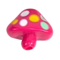 Pink acrylic mushroom bead with colorful dots for DIY phone chains and accessories - Painted Mushroom - Rose Red