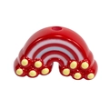 DIY red rainbow acrylic pendant accessory with white stripes for keychains and jewelry - Lacquered - Bright Red