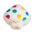 Colorful mushroom acrylic bead with multi-colored polka dots and a cute smiley face - Smile Mushroom - White