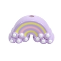 Lavender acrylic rainbow pendant with colorful stripes and white clouds for DIY jewelry - Lacquered - Purple