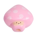 Pink mushroom acrylic charm with white polka dots and a cute smiley face for DIY jewelry - Smile Mushroom - Pink
