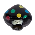 Black acrylic heart bead with colorful dots and smiley face for DIY jewelry making - Smile Mushroom - Black