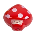 Acrylic red mushroom bead with smiley face and vertical hole for DIY jewelry making - Smile Mushroom - Red