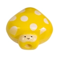 Yellow acrylic mushroom bead with white dots and smile face for DIY jewelry crafts - Smile Mushroom - Yellow