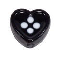 Schwarze Herzperle mit weißen Punkten für DIY-Schmuck und handgefertigte Ketten - Herzring / 50 Stück / Schwarz