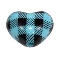 Cuenta de acrílico en forma de corazón azul cielo con patrón de cuadros para bisutería - Corazón (Rejilla Negra) / Azul