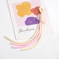 Pink and creamy yellow hand-woven spiral knot wrist strap lanyard with hanging ring loop - Cream and Light Pink