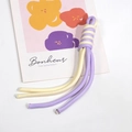 Handmade purple and yellow spiral knot braided wrist lanyard with keychain loop attachment - Cream and Light Purple