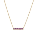 18K gold plated necklace featuring a horizontal pendant with four purple gemstones - Purple (February)