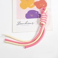 Pink and off-white woven spiral knot phone wrist strap lanyard for accessories - Cream and Rose Red