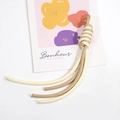 Handmade bicolor braided phone wrist strap in cream and light brown with knot detail - Cream and Milk Tea Color