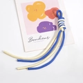 Handwoven blue and cream spiral wrist lanyard with braided finish for keys - Cream and Light Royal Blue