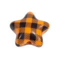 Star-shaped acrylic bead featuring an orange and black buffalo plaid pattern for DIY crafts - Pentagram / Orange