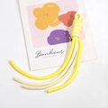 Handcrafted yellow and beige spiral knot woven wrist strap lanyard with secure ring - Cream and Light Yellow