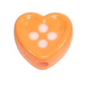 Lebendige orangefarbene Herzperle mit weißem Punktmuster für DIY-Schmuckherstellung - Herzring / 50 Stück / Orange