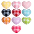 Colorful acrylic heart plaid beads set with 10 vibrant patterns for DIY jewelry making - Heart (White Grid) / Random Color