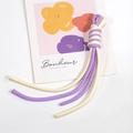 Purple and cream white braided wrist strap with decorative knot for keys and phones - Cream and Light Purple