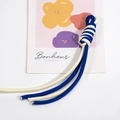 Dual-tone blue and white braided spiral knot wrist lanyard for phone and keys - Cream and Dark Royal Blue