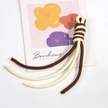 Two-tone woven wrist strap in coffee and beige spiral knot design for keys and phones - Off-white + Deep Coffee