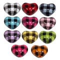 Acrylic heart beads with black buffalo plaid patterns in various vibrant colors for DIY crafts - Heart (Black Grid) / Random Color