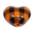 Acrylic heart bead featuring orange and black buffalo plaid pattern for DIY jewelry - Heart (Black Grid) / Orange