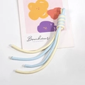 Two-tone yellow and light blue spiral knot braided lanyard for keys and phones - Cream and Dark Aqua Blue