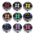 Set aus 9 bunten Vierloch-Knopfperlen mit silbernem Metallrand für DIY-Schmuckbasteln - Silber Rundverschluss / 50 Stück / Farbe (zufällig)