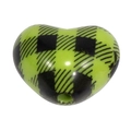 Acrylic heart bead with green checkered pattern for DIY keychains and jewelry making - Heart (Black Grid) / Fruit Green