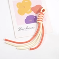 Handmade bicolor spiral knot wrist strap in orange and cream white woven rope design - Cream and Orange