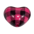 Pink and black buffalo plaid heart acrylic bead with hole for DIY jewelry making - Heart (Black Grid) / Rose Purple