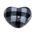 Acrylic heart shaped black and white plaid bead with a through-hole for DIY jewelry making - Heart (Black Grid) / Black