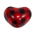 Red and black buffalo plaid acrylic heart bead with single hole for DIY jewelry making - Heart (Black Grid) / Red