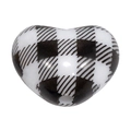 Acrylic heart bead featuring black and white buffalo plaid pattern for DIY jewelry - Heart (Black Grid) / White