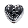 Herzförmige Perle aus Silber mit schwarzer Emaille und vier Löchern für DIY-Schmuck - Silber Herz Verschluss / 50 Stück / Schwarz