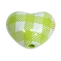 Green and white checkered acrylic heart bead with hole for DIY jewelry making - Heart (White Grid) / Fruit Green