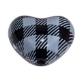 Acrylic heart bead with black and blue buffalo plaid pattern for DIY jewelry making - Heart (White Grid) / Black