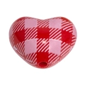 Pink and red gingham checkered acrylic heart beads for DIY jewelry and phone charms - Heart (White Grid) / Red