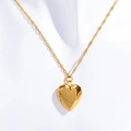 Collana con medaglione a cuore in oro lucido con catena a onde e design apribile - Collana Locket Album Fotografico a Cuore