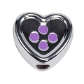 Poliertes Herzperle-Charm in Silber mit lila Emaille-Punkten für DIY-Schmuck - Silber Herz Verschluss / 50 Stück / Lila