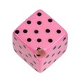 Pink cube acrylic bead with black polka dots and pre-drilled hole for DIY jewelry - Peach