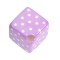 Purple acrylic cube bead with white polka dots for DIY jewelry and phone chains - Purple