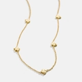 Polished golden stainless steel necklace featuring multiple 3D clover charms - Four-Leaf Clover